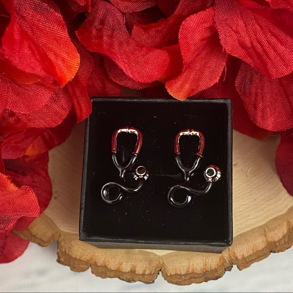 Black and Silver Stethoscope Cufflinks - Picture 14 of 16